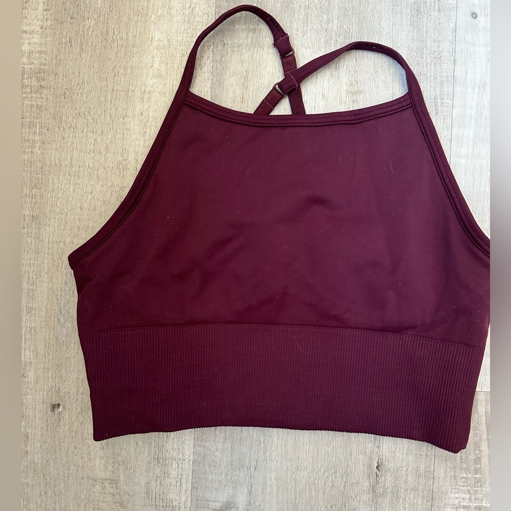 Lululemon high neck bra with removable/adjustable straps, maroon/wine, Size 4